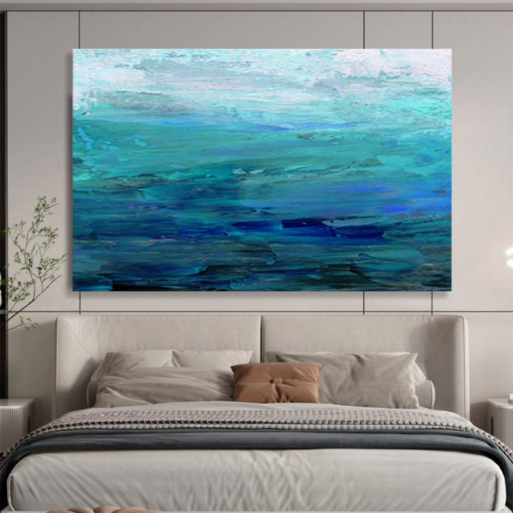 Blue - Green Ocean Abstract Art for Coastal Home Nook DLZ2761