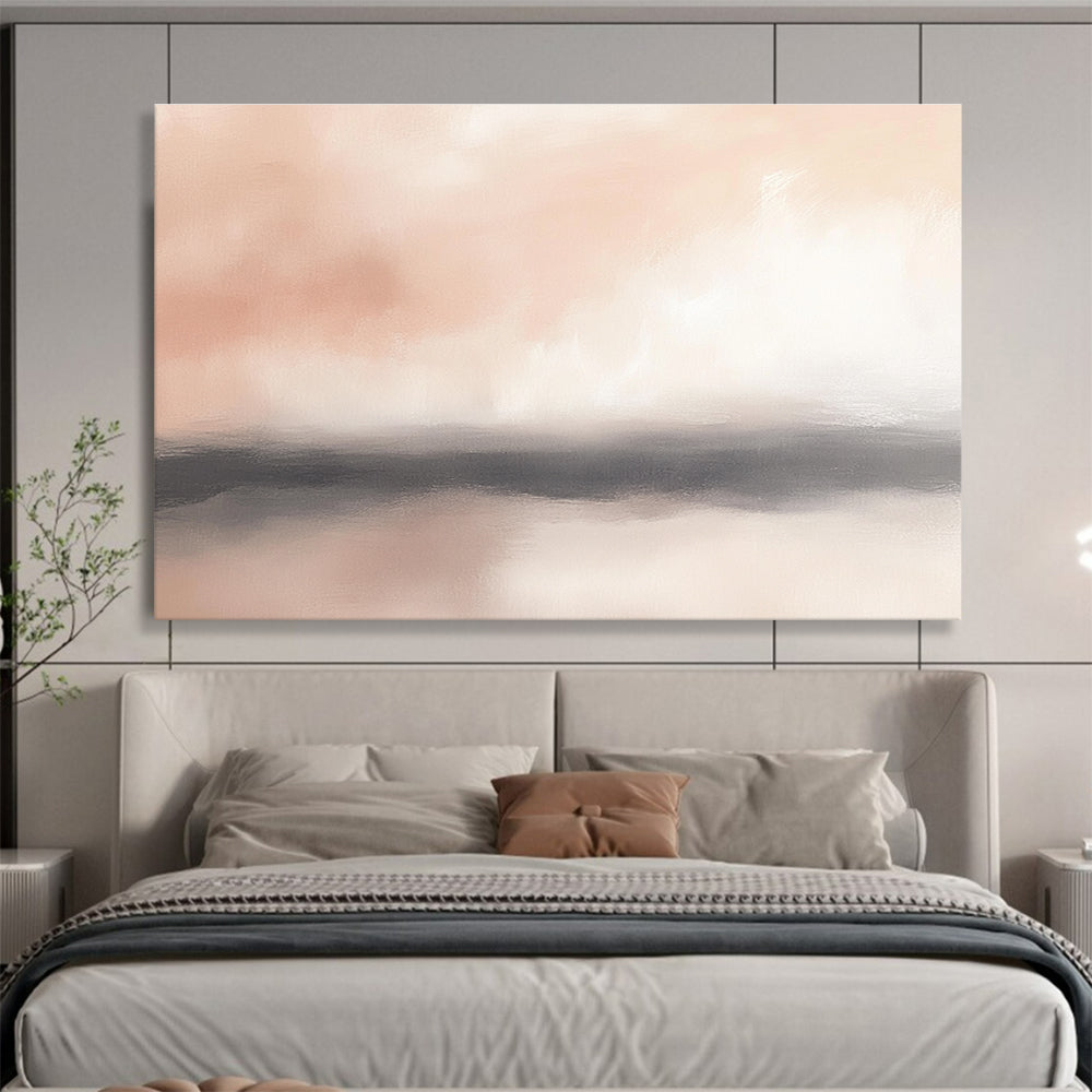 Soft Pink Horizon Abstract Art for Romantic Bedroom & Cozy Lounge SC360