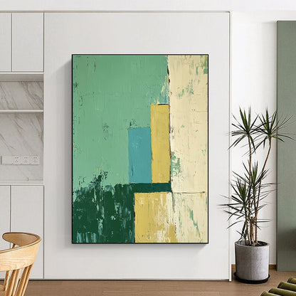 Geometric Green and Blue Abstract Art for Modern Office Breakroom & Interior Design Studio STSC144