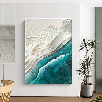 Textured Beach Scene Art for Coastal Living Room & Nautical Spa DLZ1401