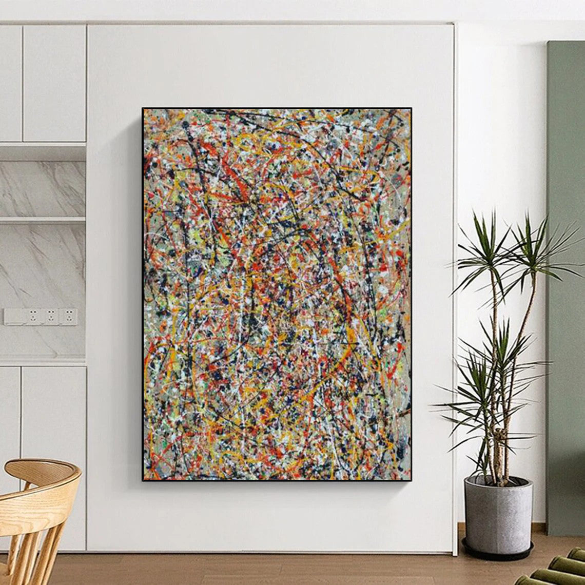Pollock - Style Abstract Art for Creative Agency Breakroom & Eclectic Art Bar DLZ1573