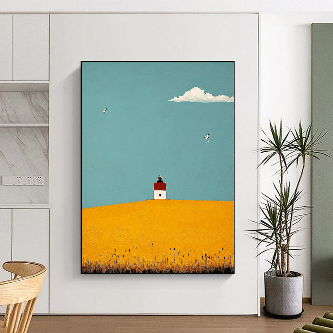 Lighthouse on Yellow Hill Art for Nautical Home Entryway & Coastal Community Center STSC1039