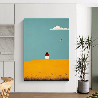 Lighthouse on Yellow Hill Art for Nautical Home Entryway & Coastal Community Center STSC1039