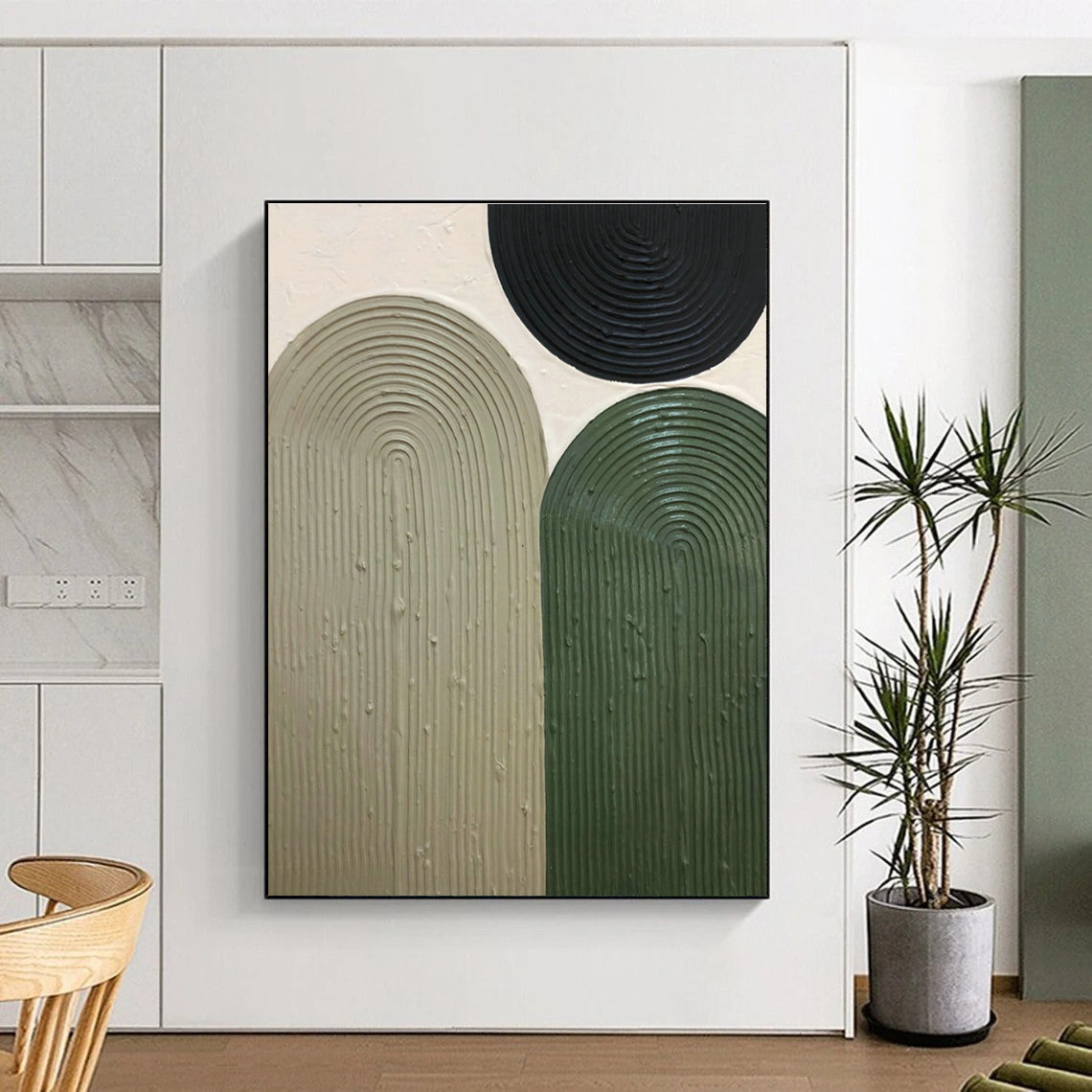 Green - Brown - Black Relief Art for Rustic Home Entrance & Garden - Themed Café DLZ1173