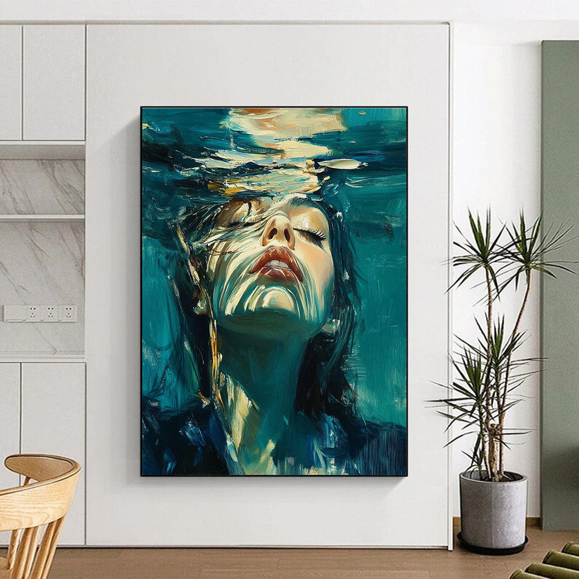 Woman Submerged in Water for Spa Wellness Center & Art - Inspired Home Bathroom STSC178