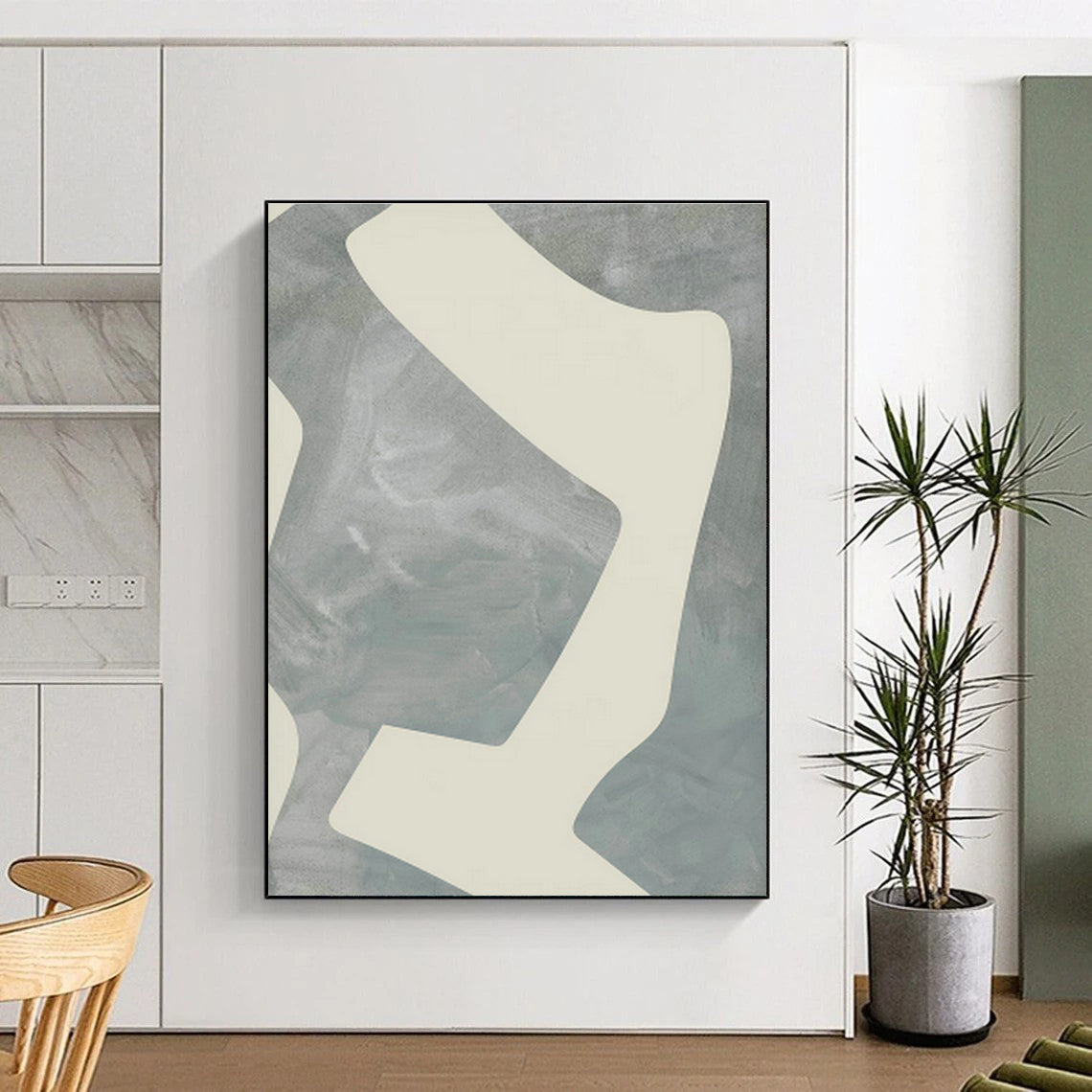 Light Gray Geometric Abstract Art for Minimalist Office & Modern Living Room DLZ0710