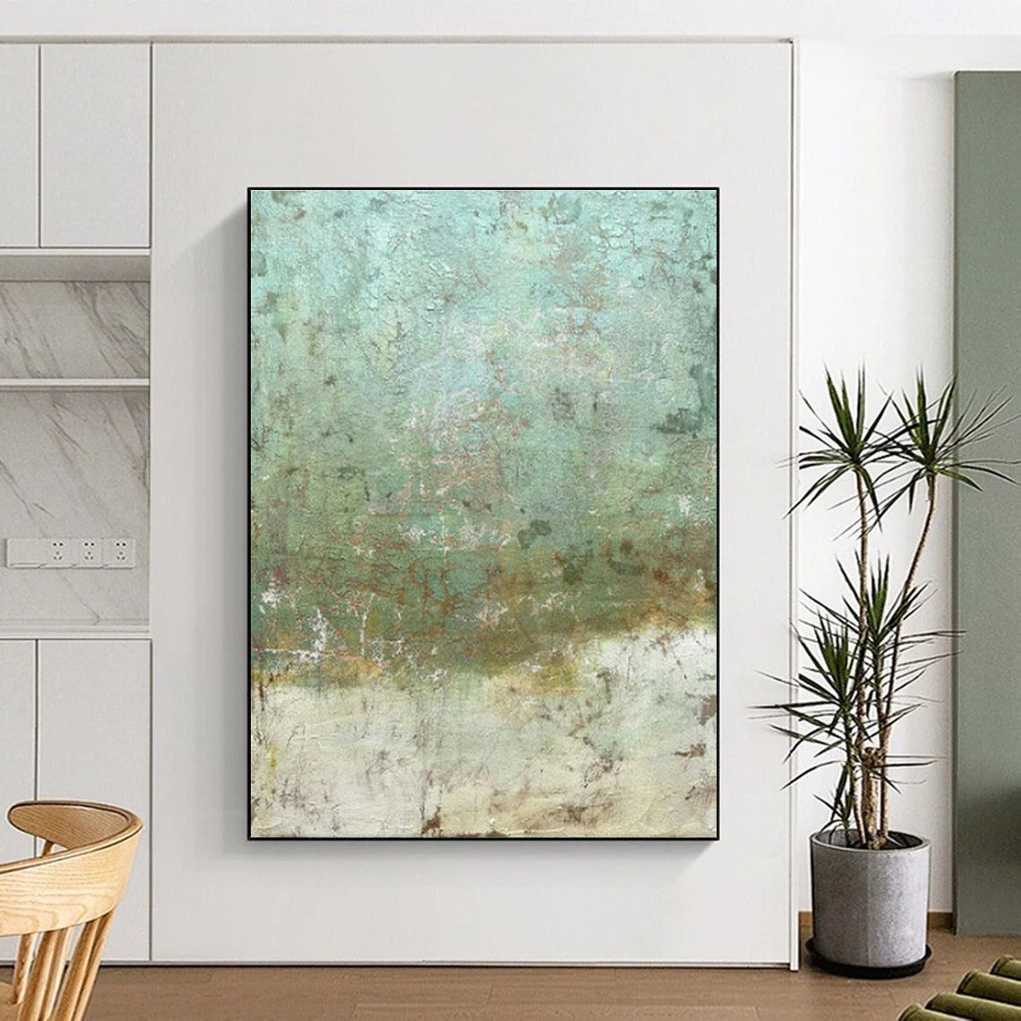 Textured Teal and Brown Art for Bohemian Café & Eclectic Living Room DLZ2212