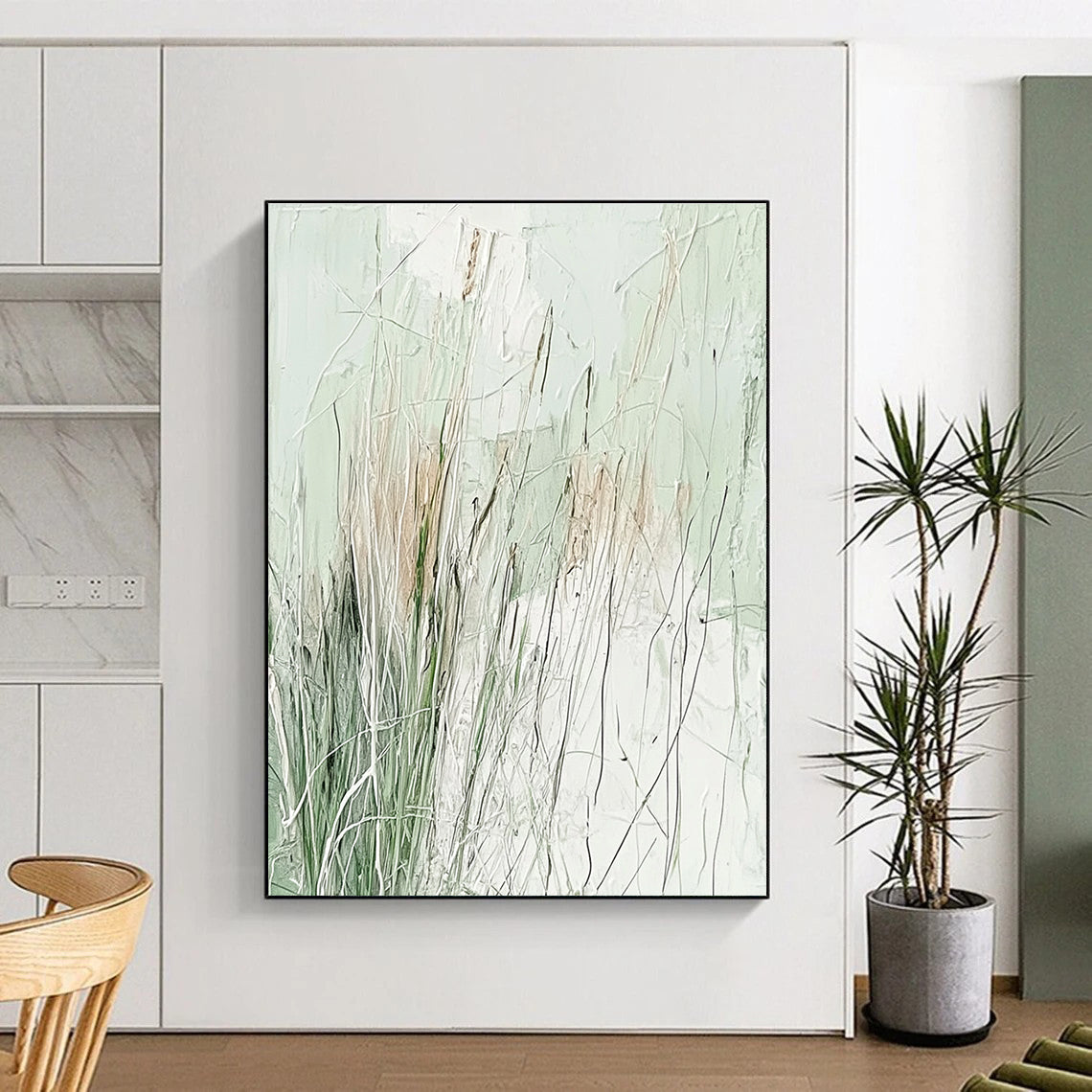Abstract Grassland Art for Nature - Inspired Wellness Center & Tranquil Home Bedroom STSC939