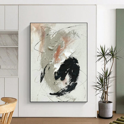 Gray - Pink - Black Abstract Art for Bohemian Café & Feminine Home Office DLZ1691