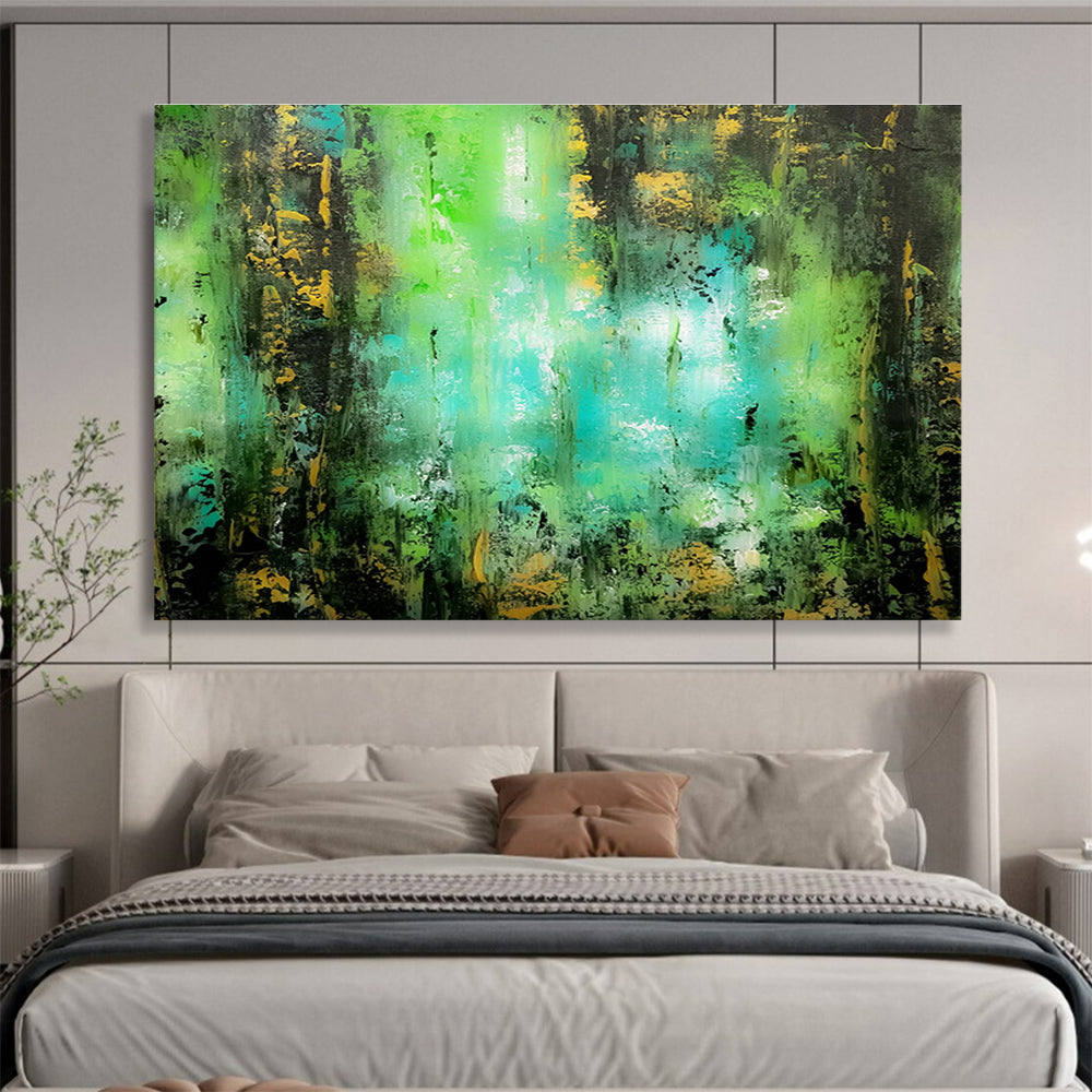 Green & Gold Abstract Art for Luxury Hotel Spa Relaxation Areas DLZ3305