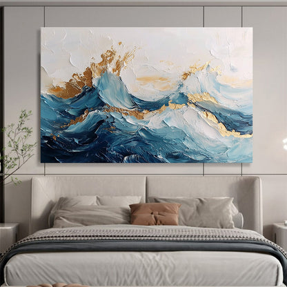 Textured Wave with Gold Art for Luxury Beachfront Villa & High - End Spa SC101