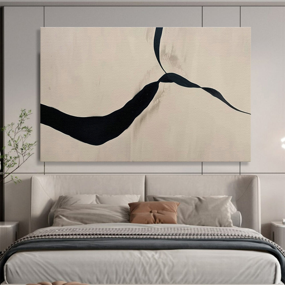 Black Ribbon - like Abstract Art for Contemporary Hallway Displays DLZ2529
