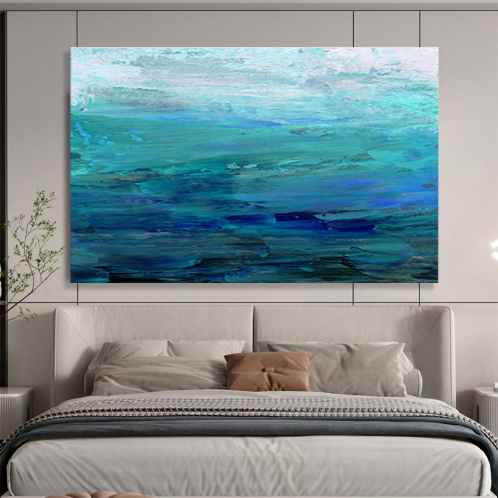 Blue - Green Ocean Abstract Art for Coastal Home Nook DLZ2776