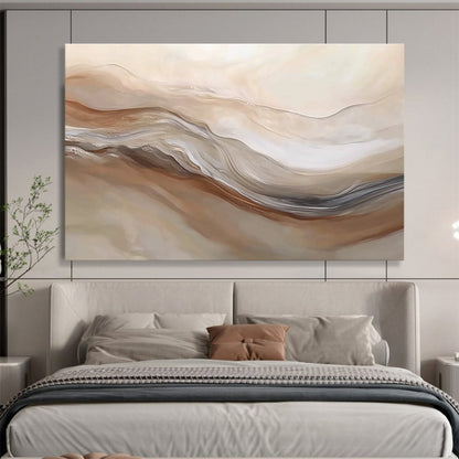 Flowing Neutral Waves Art for Spa - Like Bedroom & Minimalist Home Decor SC447