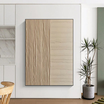 Beige Textured Lines Art for Minimalist Hallway & Design - Focused Office DLZ2178