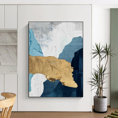Blue, Gray, and Gold Abstract Art for Nautical - Inspired Home & Luxury Art Gallery DLZ2227