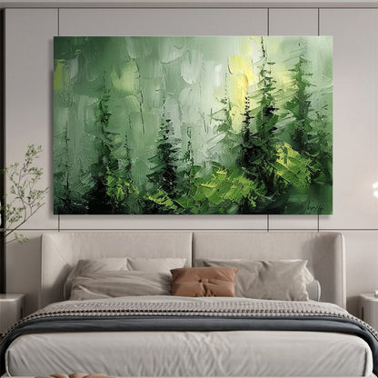 Green Forest Palette Knife Art for Nature - Lover’s Cabin Bathroom Retreats DLZ3214