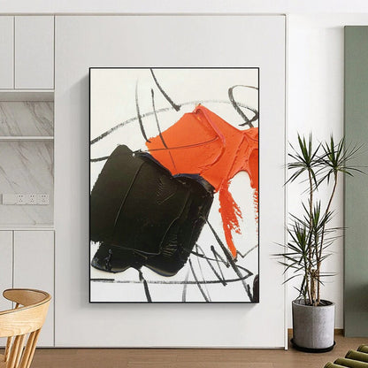 Orange - Black Abstract Art for Trendy Nightclub & Urban Art Studio DLZ1668