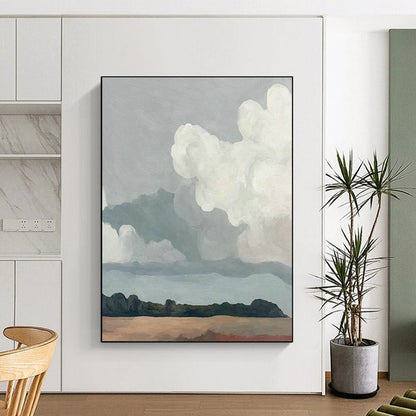 Cloudy Field Landscape Art for Countryside Home Living Room & Nature - Themed Café Thatch DLZ2130