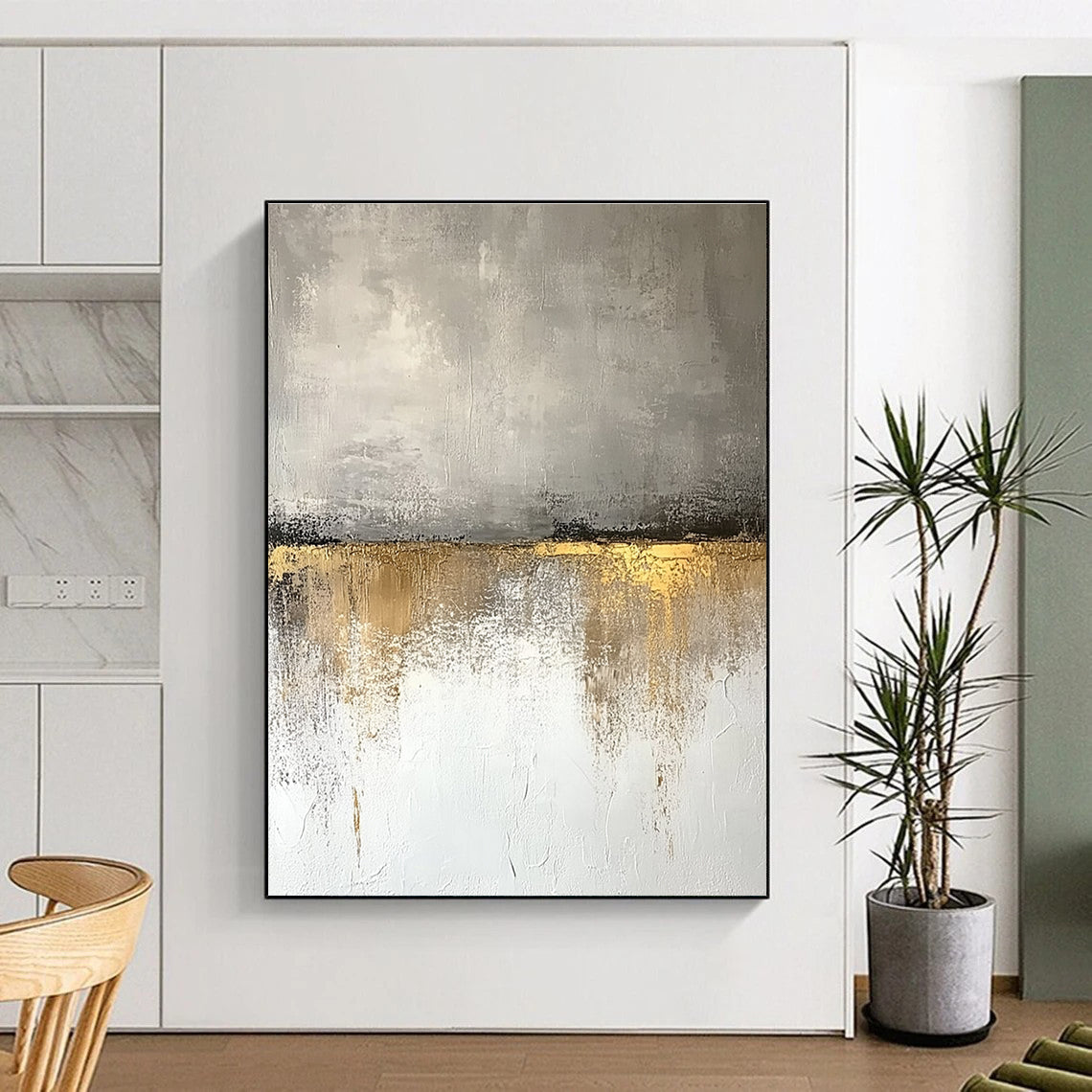 Grey and Gold Abstract for Luxury Living Room & High - End Hotel Lobby STSC410