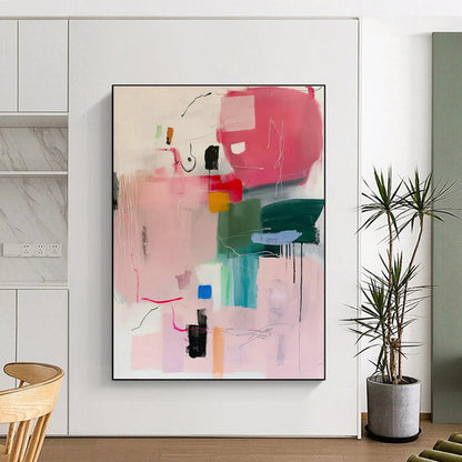 Pink - Green Colorful Abstract Art for Bohemian Bedroom & Art - Inspired Bookstore DLZ1005