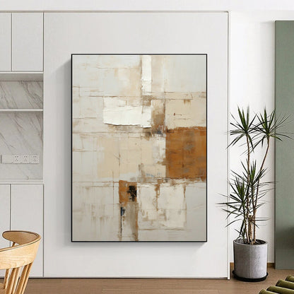 Beige - Brown Collage Abstract Art for Rustic Dining Room & Art - Filled Boutique DLZ1324