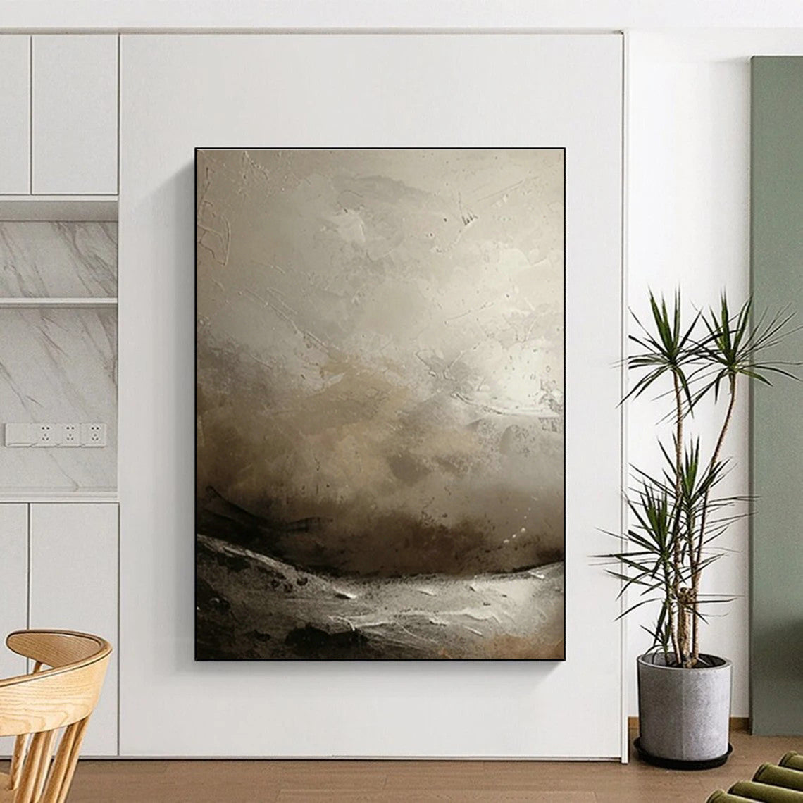 Monochrome Coastal Abstract for Nautical - Themed Bookstore & Minimalist Beach House DLZ0872