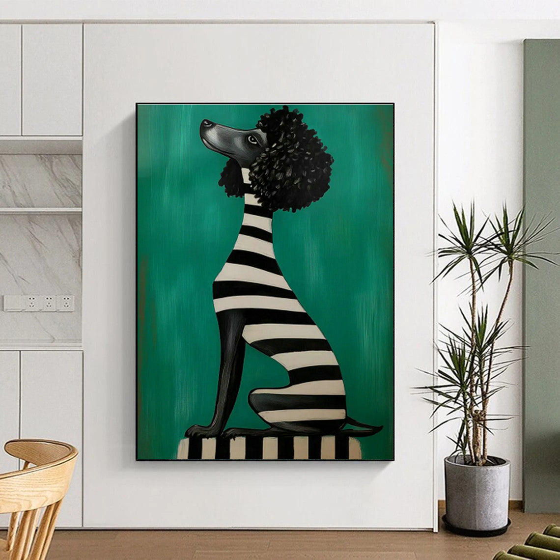 Striped Poodle Art for Playful Kids’ Room & Eclectic Pet Shop DLZ0705