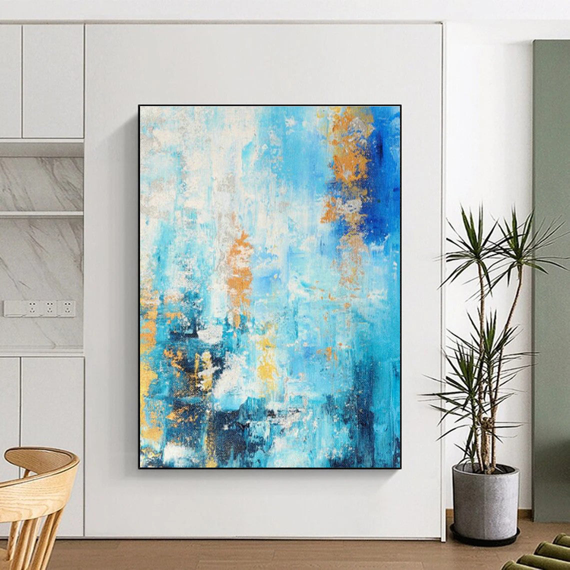 Blue - Gold Abstract Art for Coastal Resort Spa Relaxation Zones DLZ0014