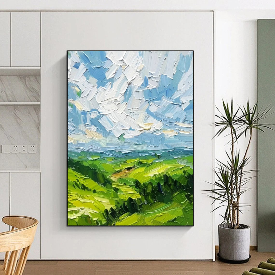Impasto Green Valley Art for Country Cottage & Landscape - Art Gallery DLZ2257