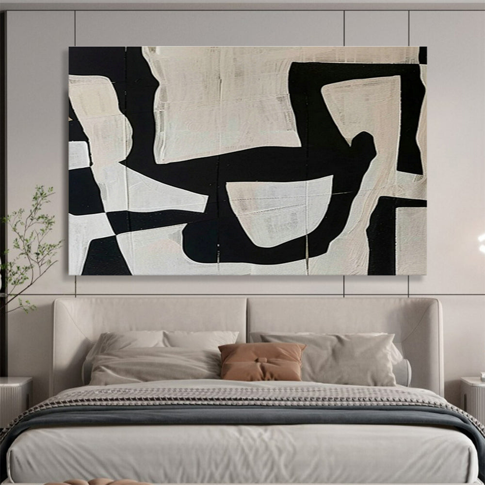Black - White Collage Abstract Art for Edgy Urban Café Walls DLZ3129