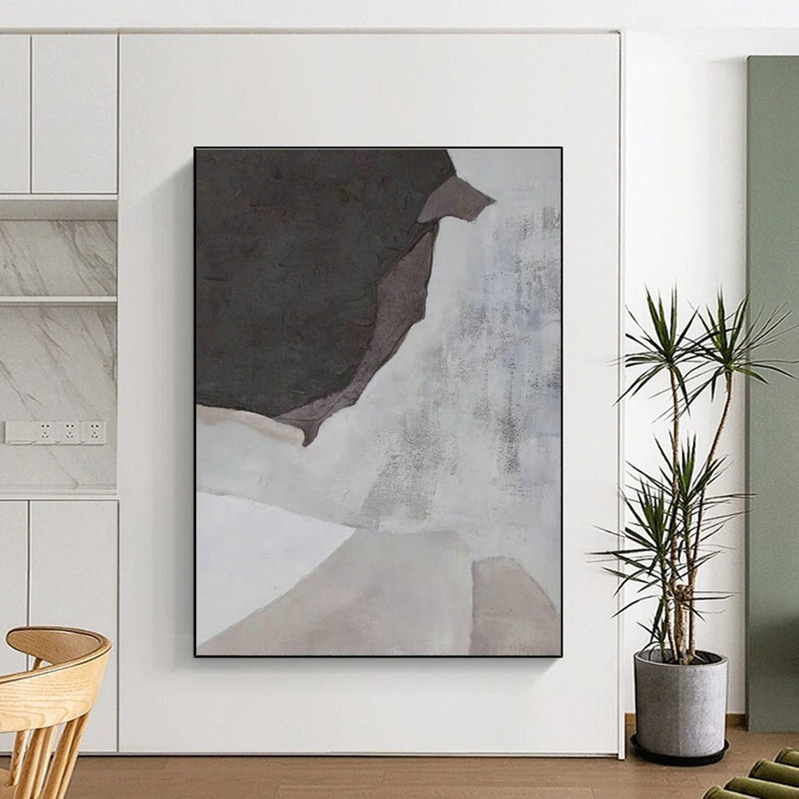 Gray - Brown Abstract Art for Modern Office Conference Room & Home Study DLZ1189