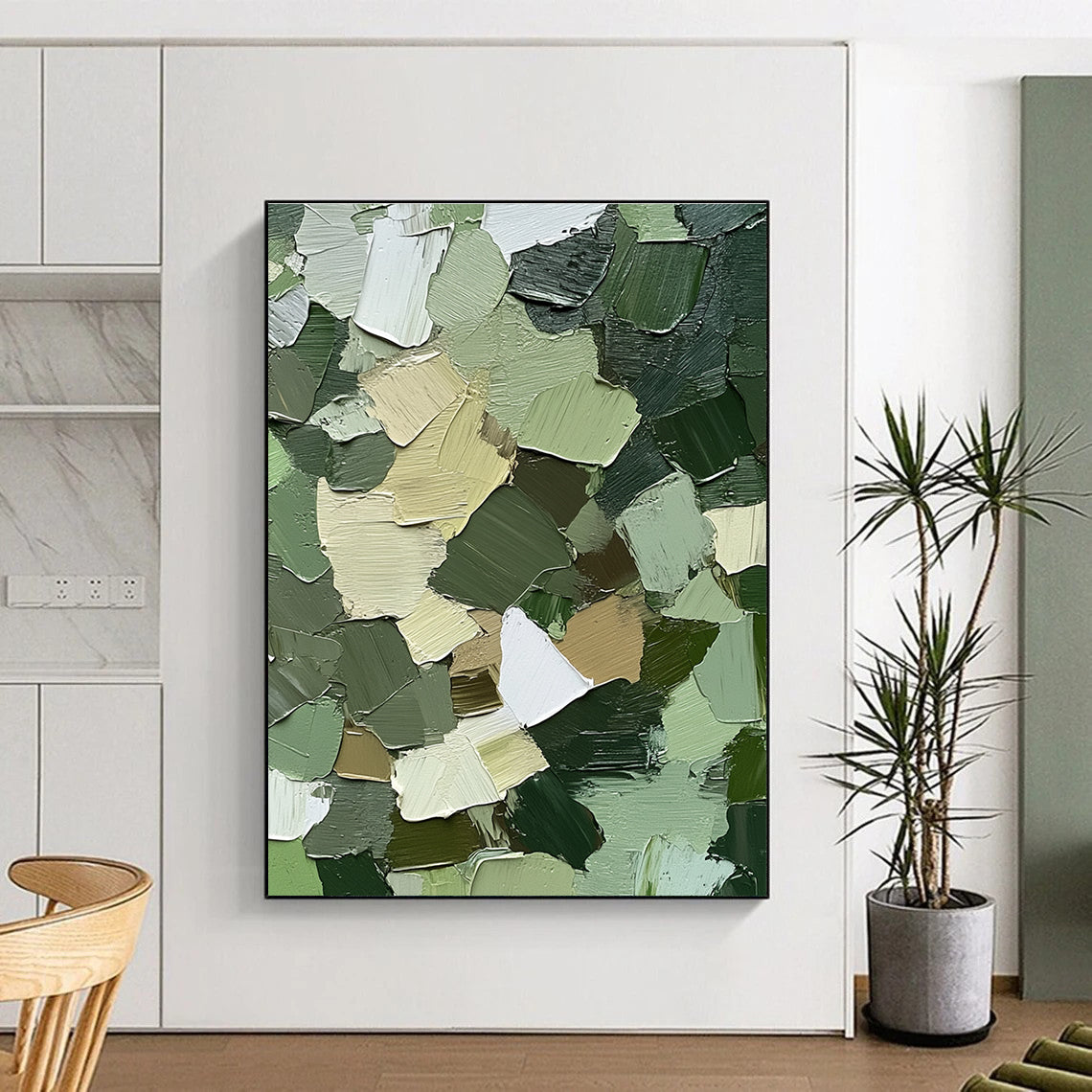Green Palette Knife Abstract for Nature - Inspired Living Room & Eco - Friendly Café STSC831