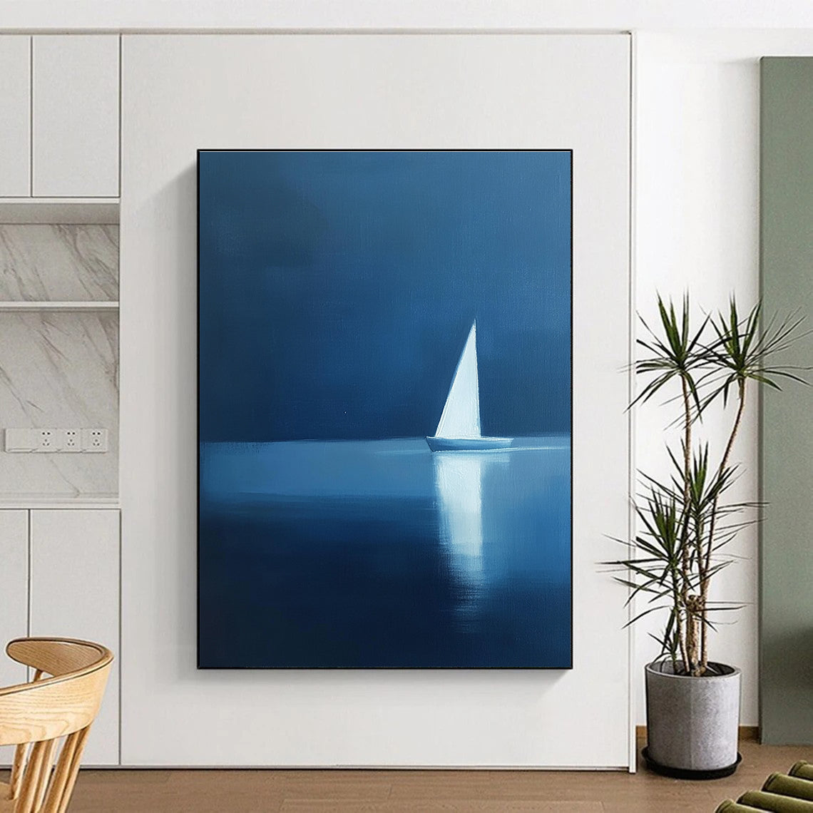 Another Sailboat in Blue Art for Beachfront Home Living Room & Yacht Club STSC1087