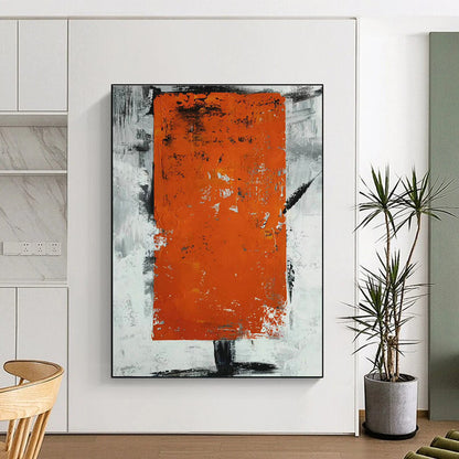 Orange - Grey Block Abstract Art for Living Room & Office DLZ0495