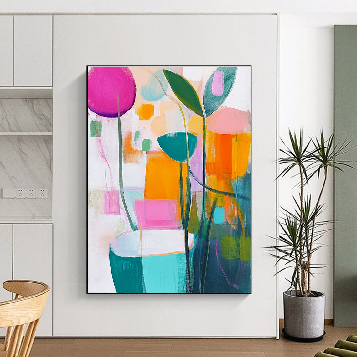 Colorful Abstract Flowers for Bohemian Living Room & Art Café STSC1180