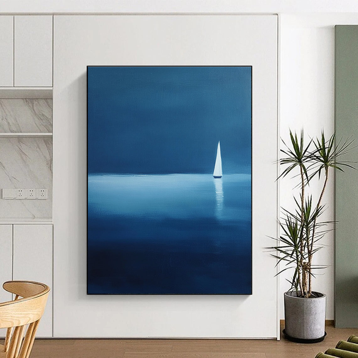Sailboat in Blue Art for Nautical Home Bedroom & Maritime Museum STSC1086