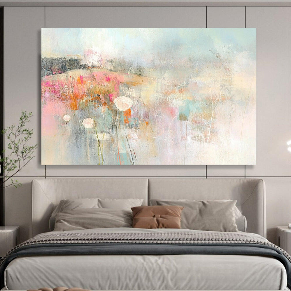 Soft Floral Abstract Landscape Art for Romantic Bedroom & Feminine Café SC310