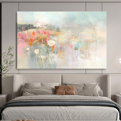Soft Floral Abstract Landscape Art for Romantic Bedroom & Feminine Café SC310