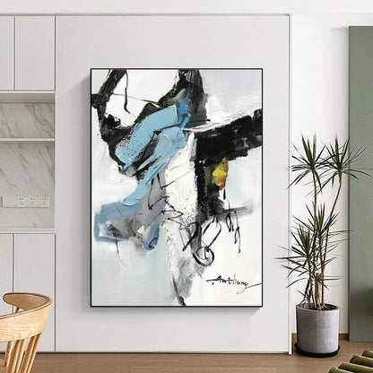 Blue - Black - Yellow Abstract Art for Fashion Boutique & Modern Restaurant DLZ1664