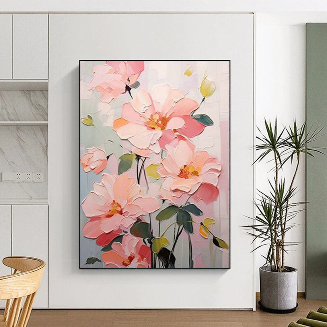 Pink Flower Bouquet Art for Shabby - Chic Home Kitchen & Feminine - Themed Boutique DLZ1535