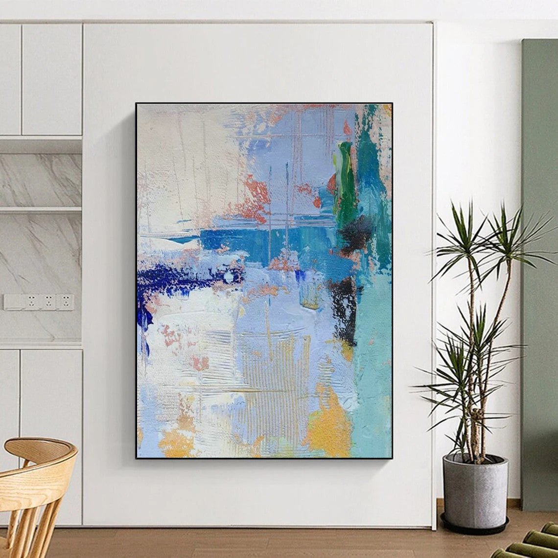 Colorful Blue Abstract Art for Living Room & Office DLZ0335