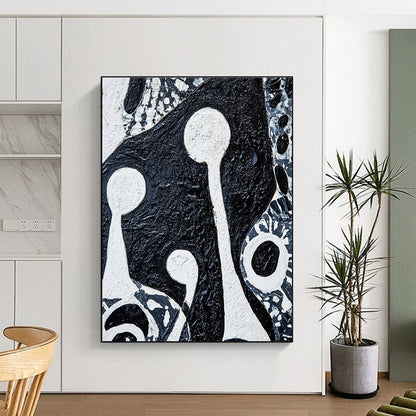 Black - and - White Abstract Forms Art for Monochrome - Themed Restaurant & Edgy Art Studio STSC937