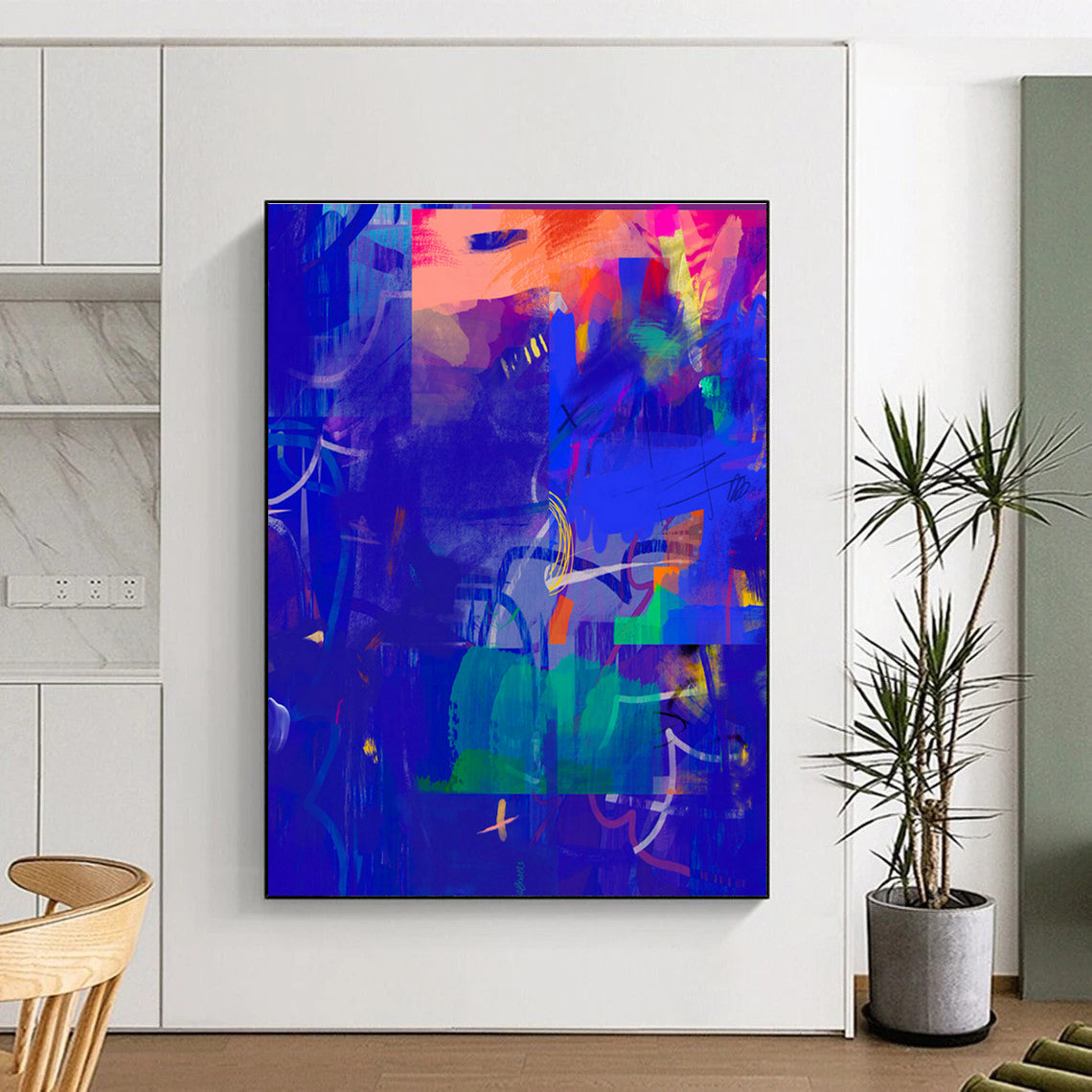 Blue - Hued Abstract Art for Rooftop Lounge & Night Sky Observation Deck DLZ0647