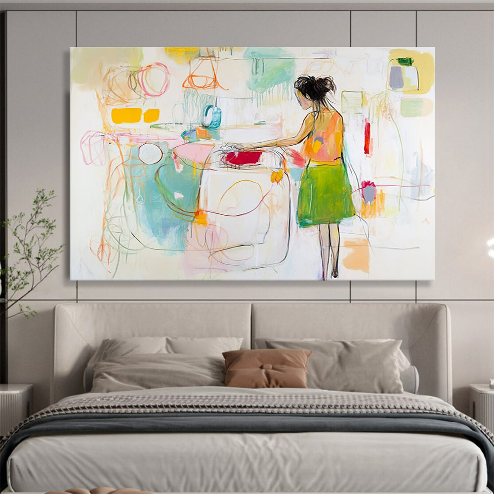 Abstract Figure in Colorful Space Art for Bohemian Café & Art - Inspired Bedroom SC184