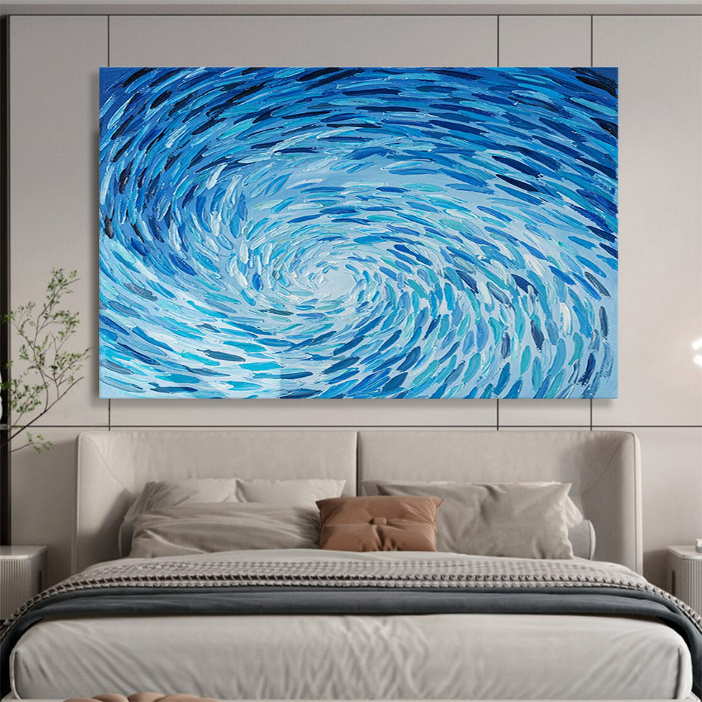 Blue Swirl Abstract Art for Nautical - Themed Restaurant Dining Areas DLZ3173