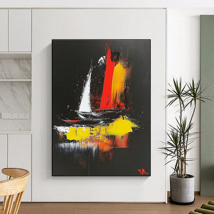 Colorful Sailboat Abstract for Nautical - Themed Restaurant & Coastal Home Living Room STSC390