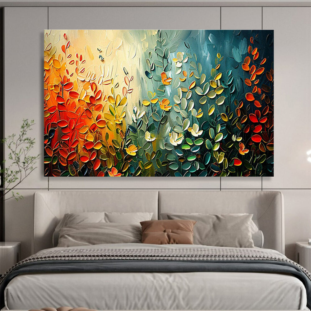 Textured Colorful Plants Oil Painting for Nature - Lover’s Living Rooms DLZ3095