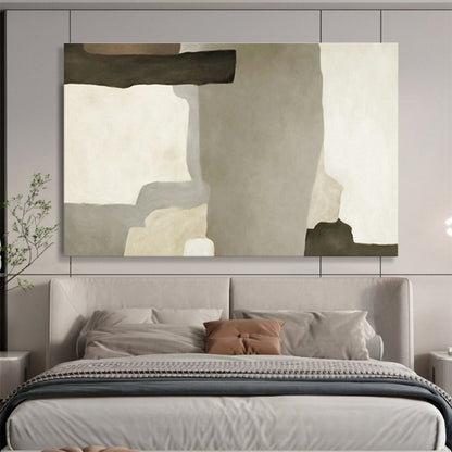 Gray - Brown Geometric Abstract for Minimalist Living Room DLZ2991
