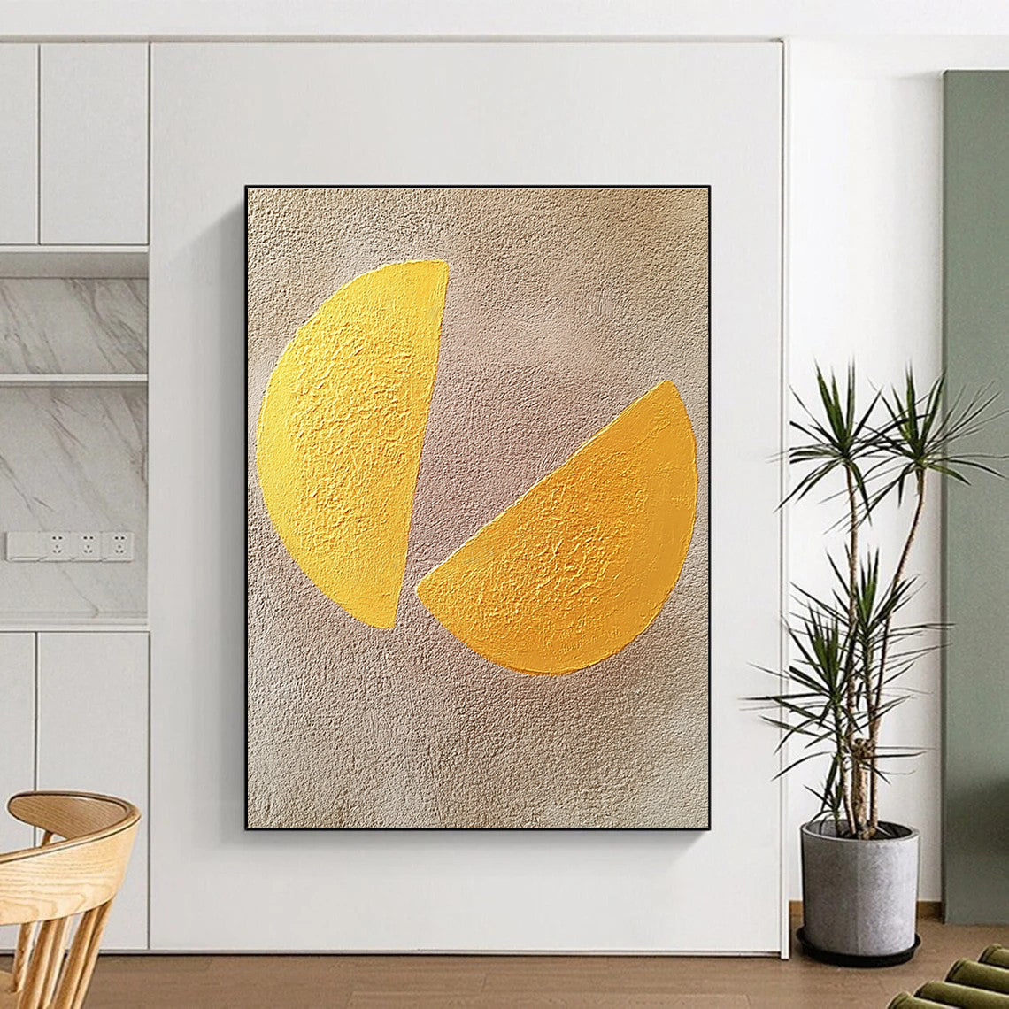 Yellow Semicircles Playful Abstract Art for Child’s Bedroom & Cheerful Home Kitchen STSC1456